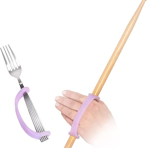 EazyHold Lavender Silicone Assistive Universal Cuff, Hand Grip Device for Limited Mobility, Rehabilitation, Daily Living Aid 2-Pack 5.25&quot;