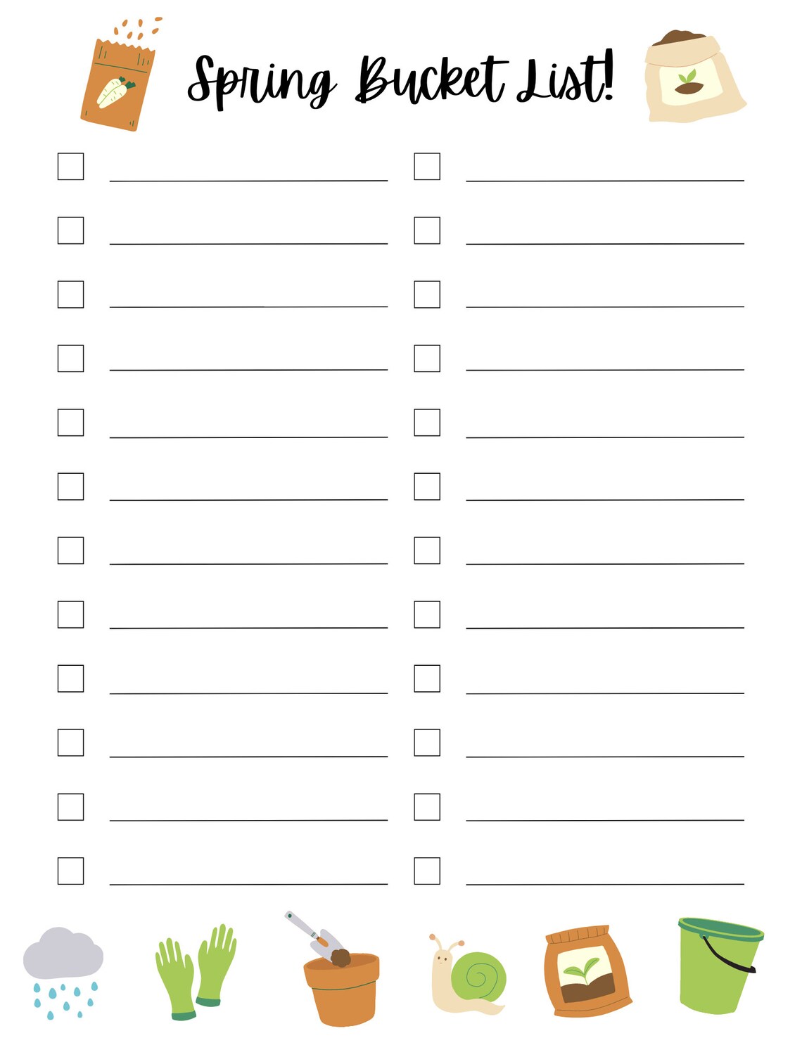 Spring Bucket List Printable, Spring Printable, Spring Break, Kids Bucket List, Kids Printable ...