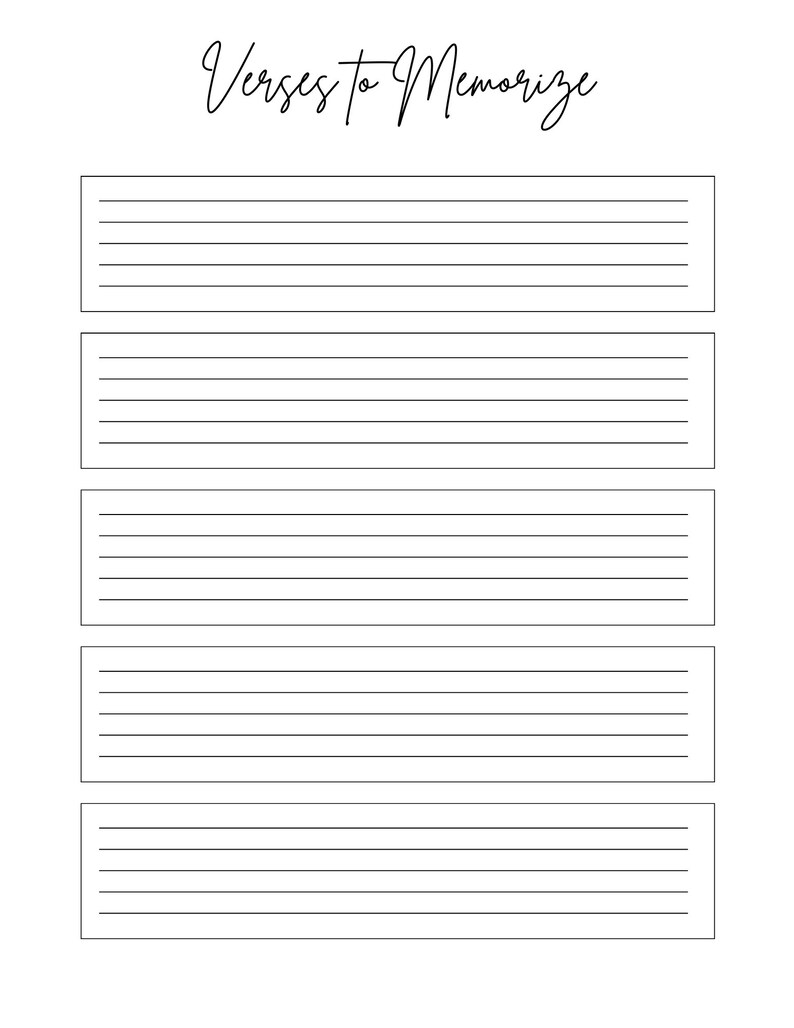 Verses to Memorize Printable, Bible Study Planner Sheet (US Letter, PDF ...