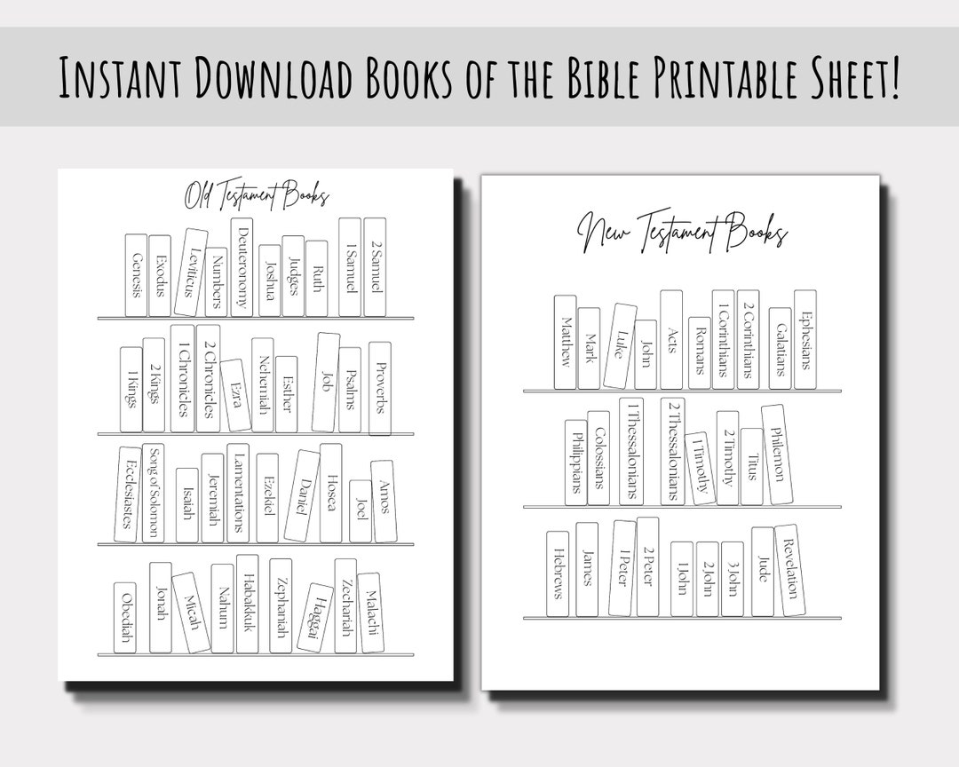 Printable Books of the Bible Page, Digital Bible Bookshelf, Fill in ...