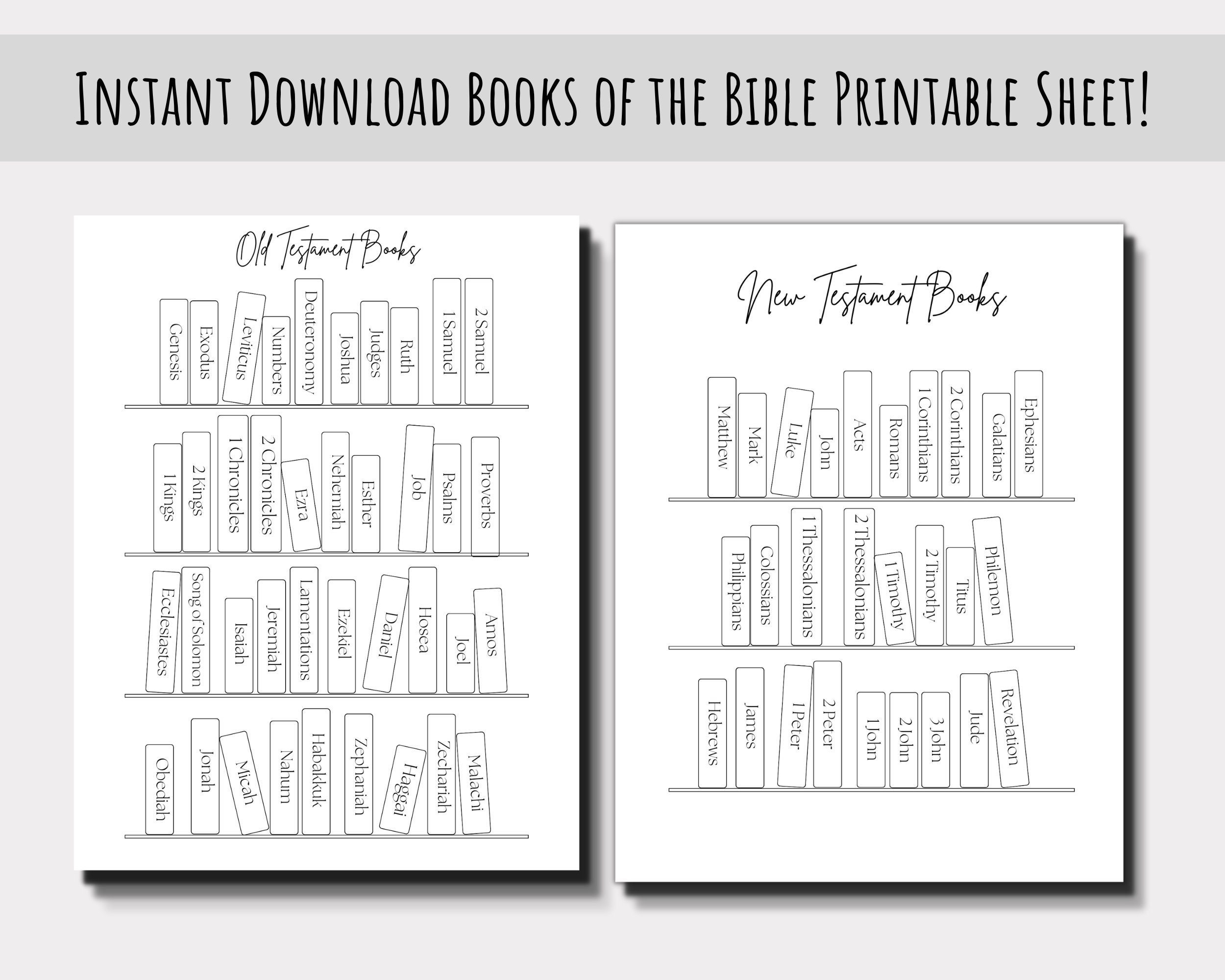 Printable books of the bible page, digital bible bookshelf, fill ...
