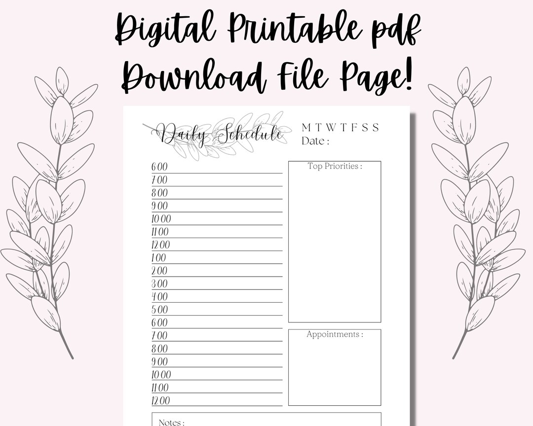 24 Hour Planner Printable Hourly Planner for Productivity Etsy