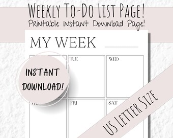 Weekly Planner for Wellness and Bullet Journals, US Letter Template, Instant Download Planner, 2023 Digital Planner Printable for Planners