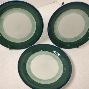 Set Of 3 Multi-Green (Dark & Light) Stripe Salad/ Dessert Plates by Home Trends