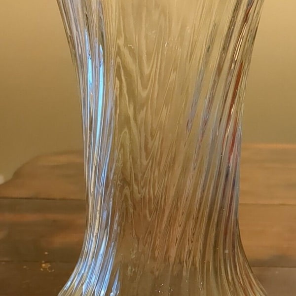 Vintage Hoosier Glass, Clear Glass Vase Spiral Ribbed Pattern #4090 8-1/2" Tall