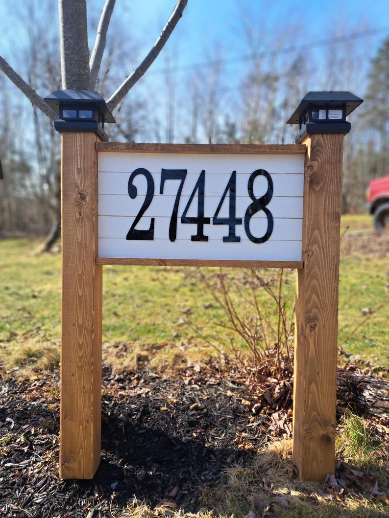 Custom Wooden Address Sign: Farmhouse Decor With Acrylic Numbers - Etsy