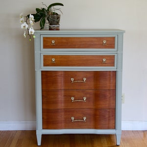 SOLD DO NOT Purchase Vintage Mid-Century Modern wood dresser chest of drawers