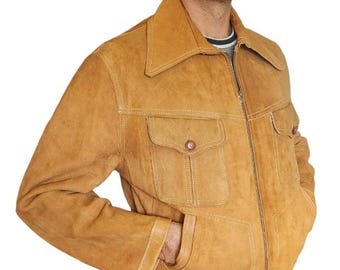 1950's-60's Suede Bomber Jacket - Cool Curry Colored Suede - Well
