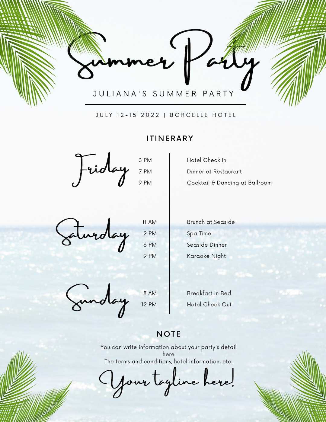 Beach Bachelorette Itinerary Template Etsy Beach Bachelorette Itinerary Template Etsy
