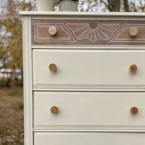SOLD*** Restored Solid Wood Dresser, White/Beige