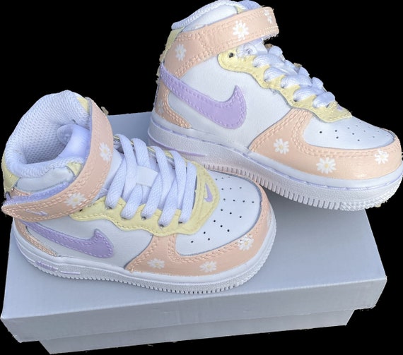 Pastel Daisies Nike Air Force 1s Kids Babies Hand Painted Custom Shoes Toddler Sneakers Etsy New Zealand
