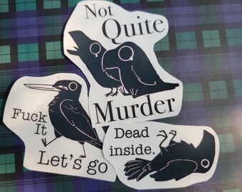 Crow Vinyl Sticker – Waterproof Raven Decal for Laptop, Journal