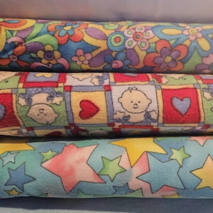 Vintage moeilijk te vinden stoffen flanelcollectie #19 (5 stoffen) Baby&#39;s Sterren en popbloemen