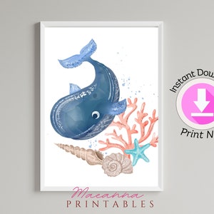 Ozean Poster Set mit 4 maritimen Prints im maritimen Stil, als Kunstdruck/Instant Download