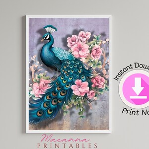 Bird Art Prints | Peacock Art Print | Peacock Poster Set of 4 | Watercolor Prints, peacock home decor, colorful peacock prints
