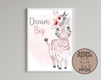 Blush Pink Safari Jungle Animals Set of 5 Wall Art /Safari Baby Girl Watercolor Nursery Decor/Adorable Safari Animals PrintsBaby Girl Room