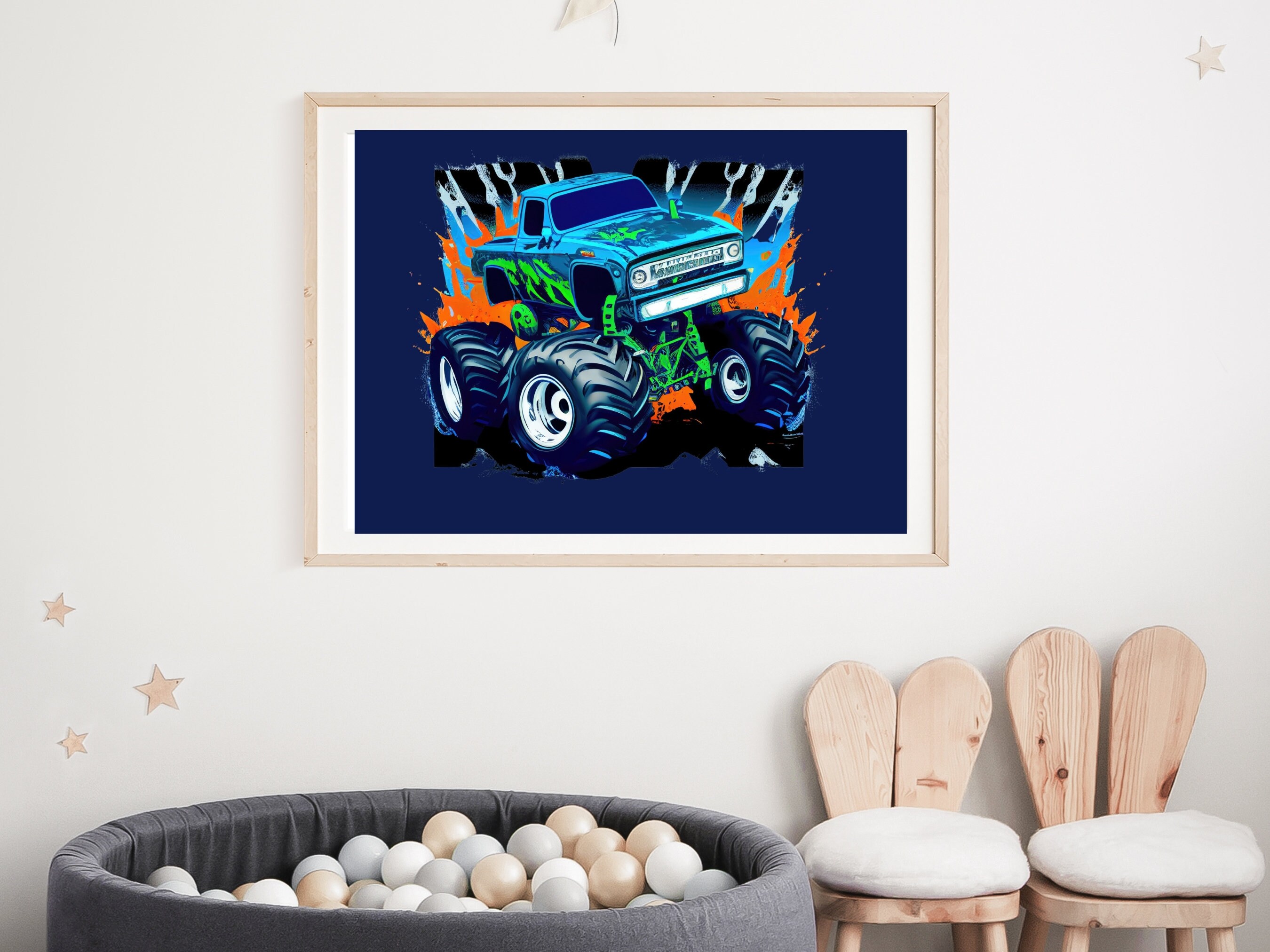 Set of 6 Monster Trucks Wall Art Printables for Boys-instant - Etsy