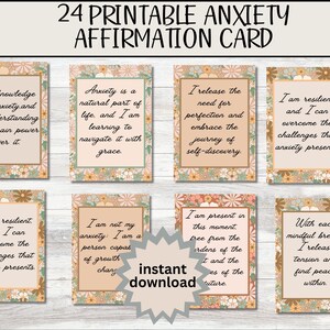 Tarjetas de afirmación de ansiedad imprimibles/Afirmaciones positivas calmantes para aliviar el estrés / Imprimibles de cuidado personal / Tarjetas de bienestar de salud mental