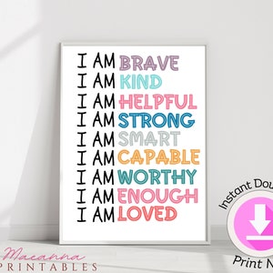 Positive Affirmation Printable for Kids-inspirational Wall Art - Etsy