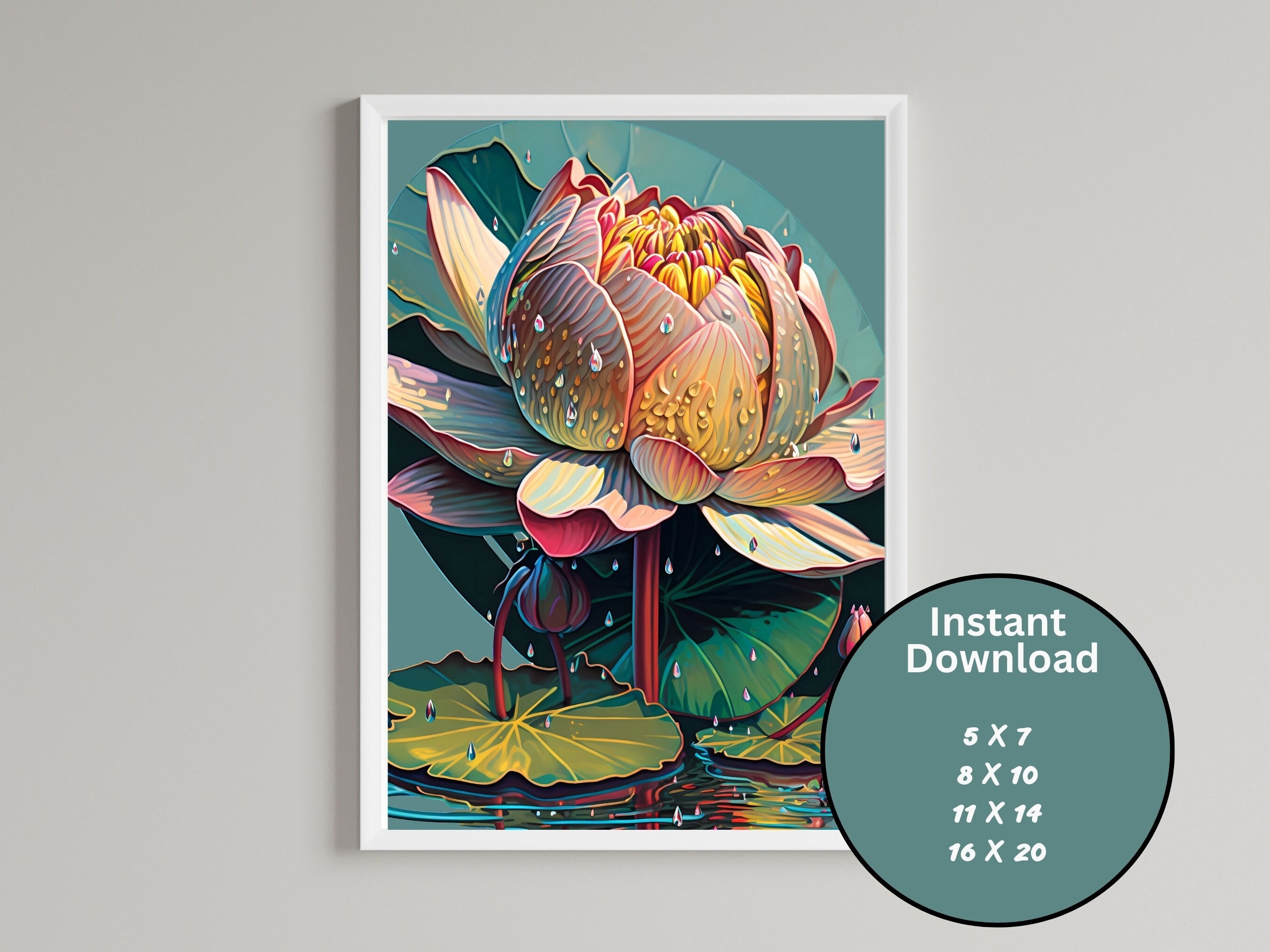 Lotus Flower Wall Art Printable Set of 4-watercolor Botanical Prints - Etsy
