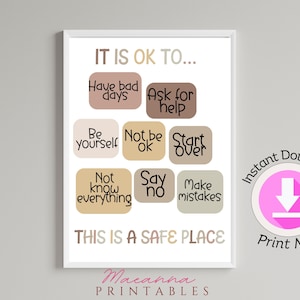 Poster Empowering Mental Health: It's Okay to Have Bad Days - Positieve affirmatie Print-counseling kantoorinrichting klaslokaal schooltherapeut