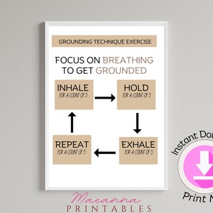 Grounding Technique Breathing Wall Art Printable - Mindfulness Decor for Home - Printable - Calming Breath Art - Relaxation Printable