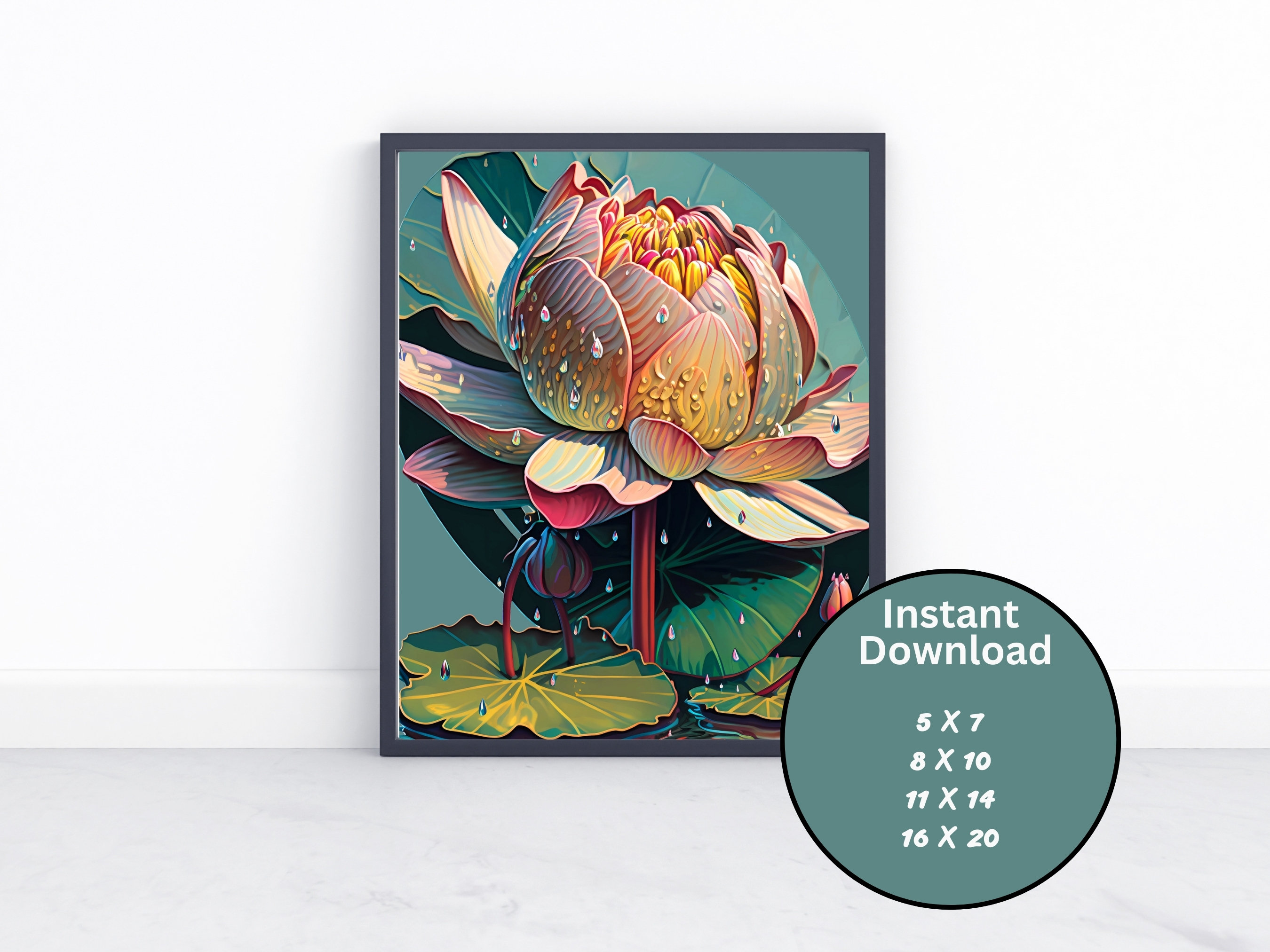 Lotus Flower Wall Art Printable Set of 4-watercolor Botanical Prints - Etsy