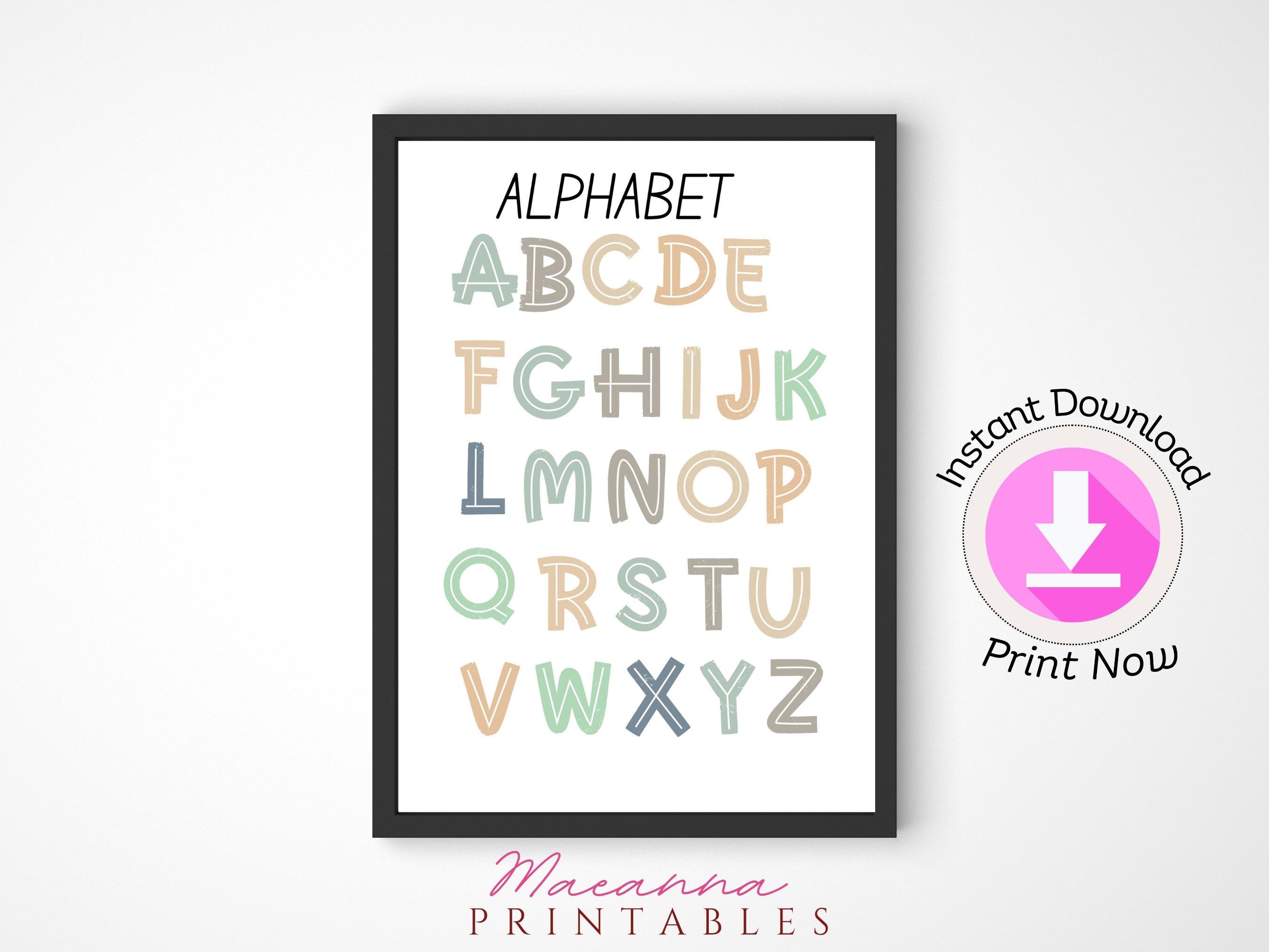 Abc Alphabet Educational Wall Art Print - Etsy