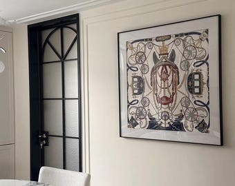 Op maat gemaakt zijden sjaalframe voor Hermès- en designermerken | Handgemaakte muurkunst | Zuurvrij | 45 x 45 tot 90 x 90 cm
