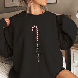 Christmas Candy Cane Bow Dropped Shoulder Sweatshirt