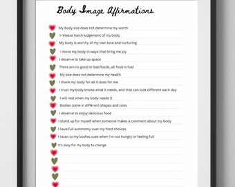 Body Image Affirmaties Afdrukbaar