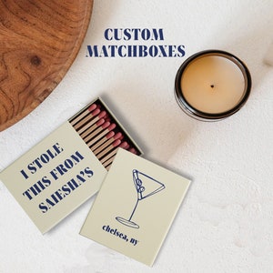 Custom Matchbooks,I stole this from matches, Matches,Apartment,Custom Matchbox,DOUBLE SIDED,handmade matchbooks, Martini, Housewarming