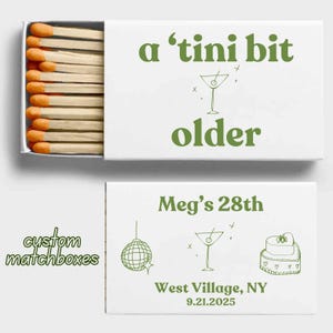 Custom Matchbooks,Custom Matches,Personalized Matches,Birthday Matches,Custom Matchbox,DOUBLE SIDED,handmade matchbooks, Martini