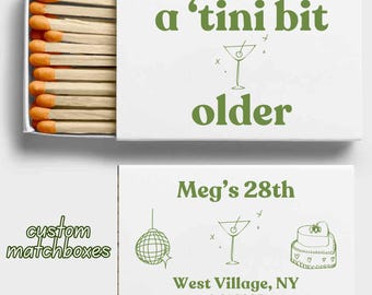 Custom Matchbooks,Custom Matches,Personalized Matches,Birthday Matches,Custom Matchbox,DOUBLE SIDED,handmade matchbooks, Martini