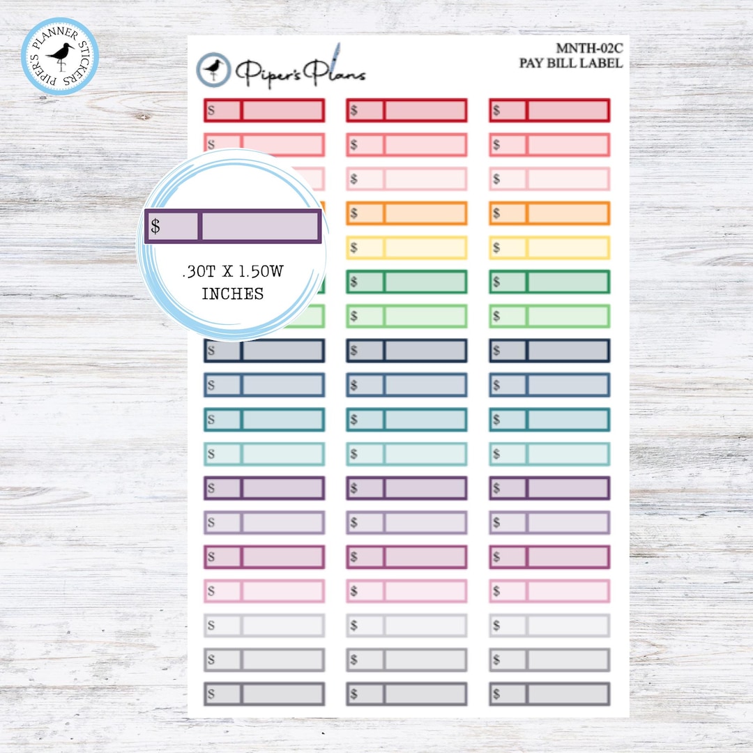 MNTH-02C || Pay Bill Labels - Etsy