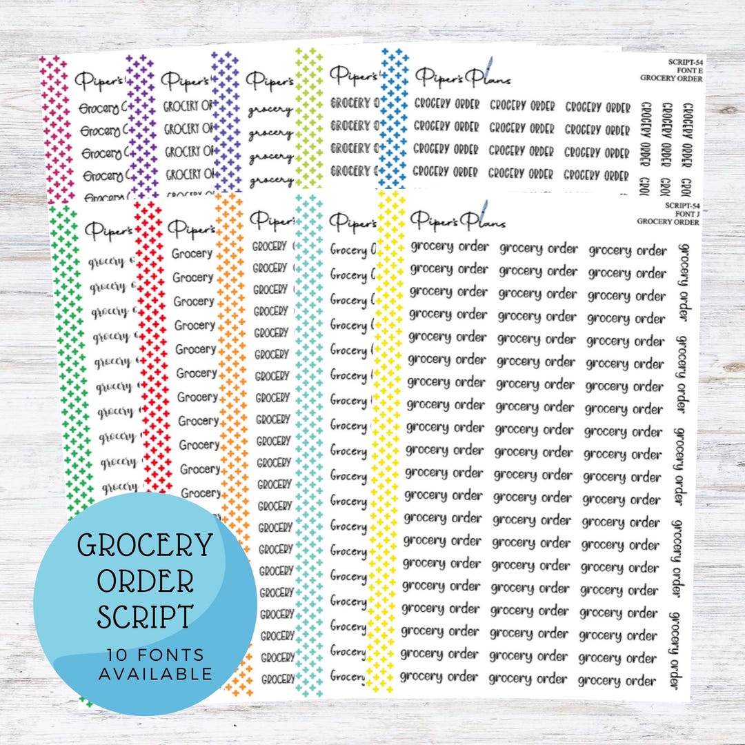 Script-54 || GROCERY ORDER - 10 Font Options - Etsy
