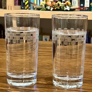 Set of 2 Valcraft Highball Tumblers Gray Cut Squares VAY5 Morgantown WV made