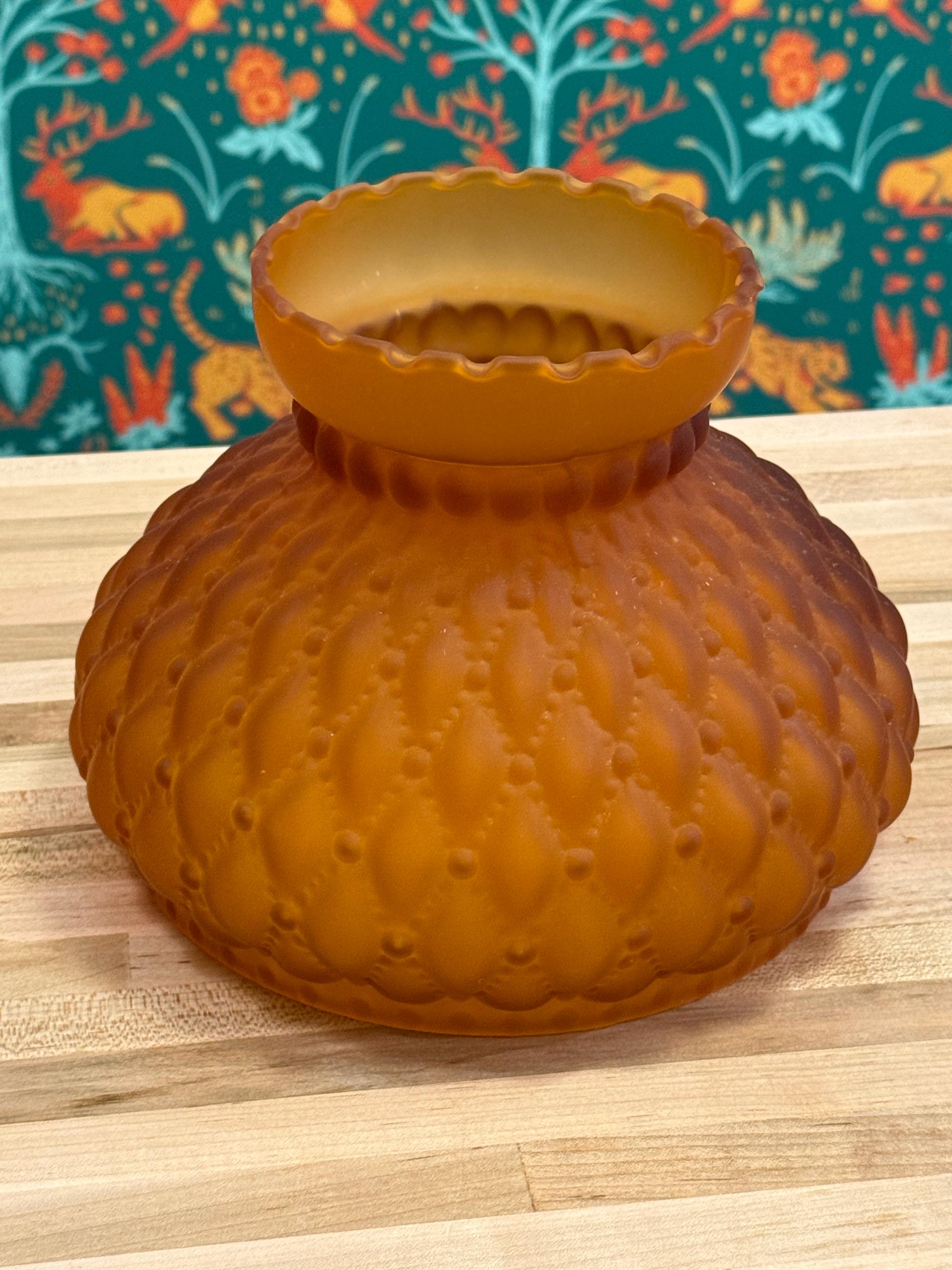 Vintage Quilted Amber Glass Lamp - Etsy