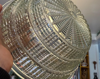 Vintage art Deco Holophane-Stil abgestuften runden Glas Plafoniere Lampenschirm 8 ”Fasser