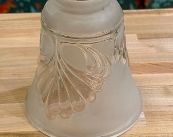 Paralume di ricambio vintage in vetro satinato goffrato stile art déco, attacco da 2 pollici.