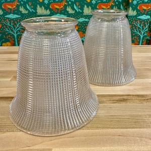 Vintage Holophane textured glass small bell lamp shade 2&quot; fitter