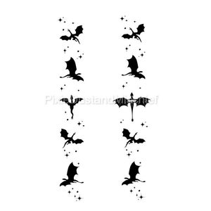 Fourth Wing Dragon Stencil Spines SVG/PNG File