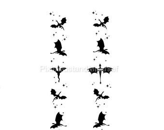 Fourth Wing Dragon Stencil Spines SVG/PNG File