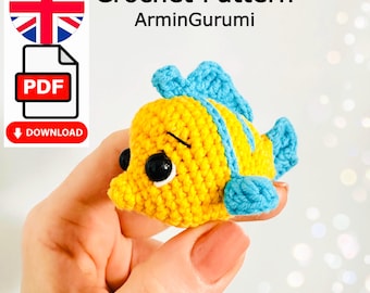 Crochet FLOUNDER Pattern:  Amigurumi PDF (8,5cm)