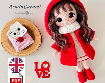 Scarlett Doll - Amigurumi patroon, haak voor een pop PDF-patroon, Engels patroon