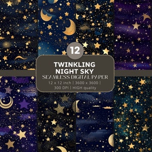 Digital Paper - Twinkling Night Sky