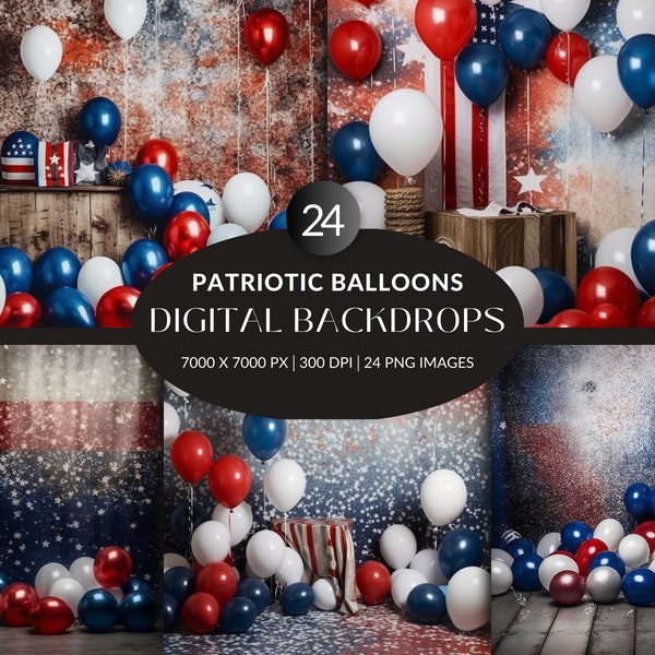 Digital Backdrop - Patriotic Balloons