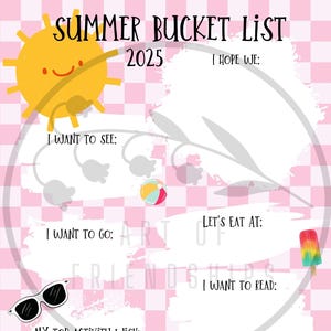 2025 Summer Bucket List, summer goals, summer reading log, summer activities, printable