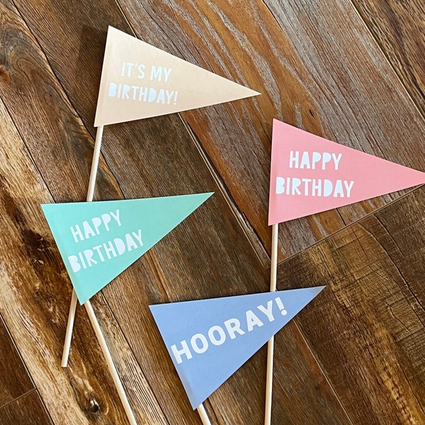 Happy Birthday pennant flags. Printable, easy decorations. 15 flags