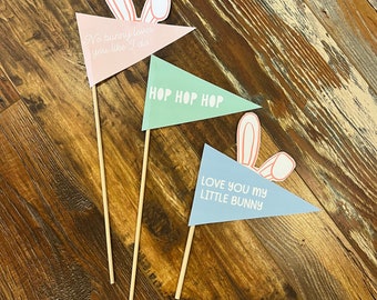 Bandiere con gagliardetti pasquali, 18 bandiere stampabili. Buona Pasqua!